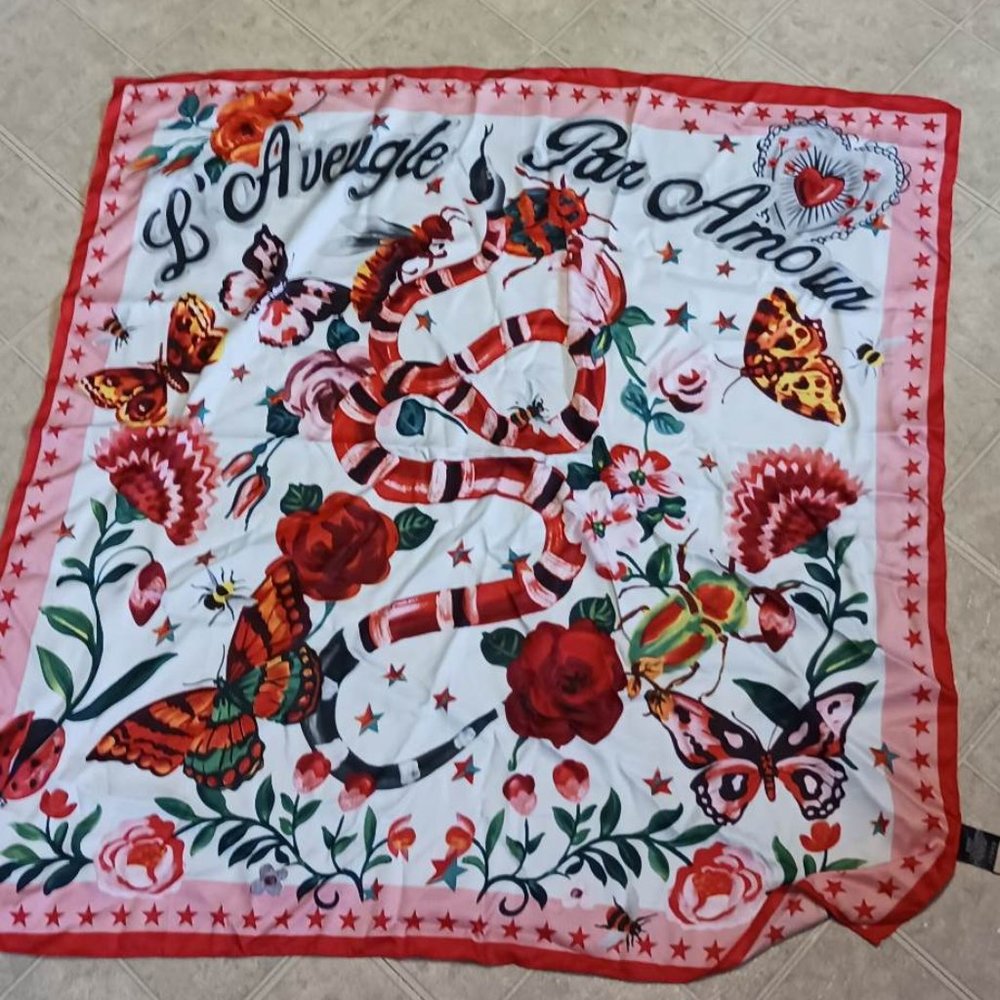 Gucci  "L' Aveugle Par Amour" Snake Silk Scarf